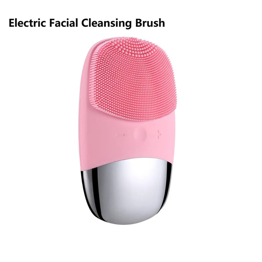 Deep cleansing sonic facial brush removing makeup and impurities